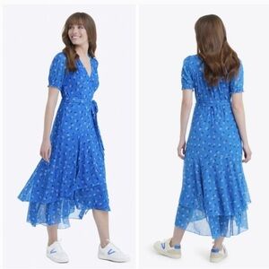 NWT Draper James Blue Aster Naomi Wrap Dress Originally   $165